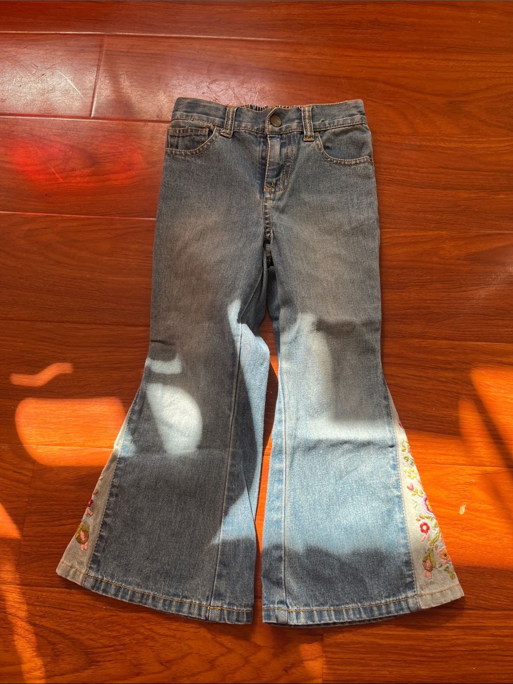Polo by Ralph Lauren Light Blue Denim Flare Jeans with Floral Trim
